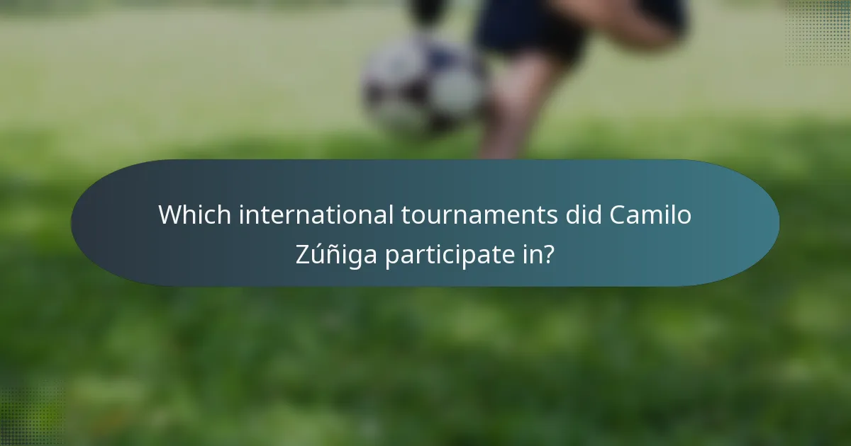 Which international tournaments did Camilo Zúñiga participate in?
