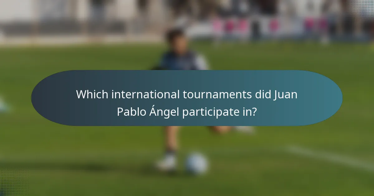 Which international tournaments did Juan Pablo Ángel participate in?